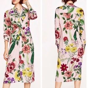 Zara Striped Floral Knotted Dress